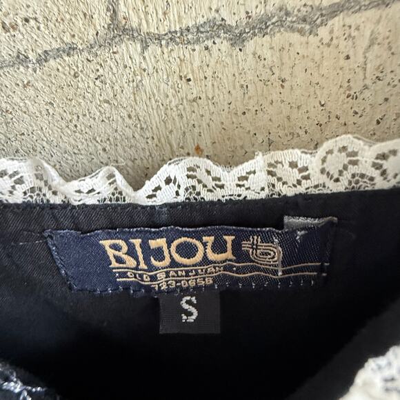 Y2K Dress Lace Midi Floral Embroidered Beaded Tiered Hem Whimsigoth Coquette S - Picture 5 of 9